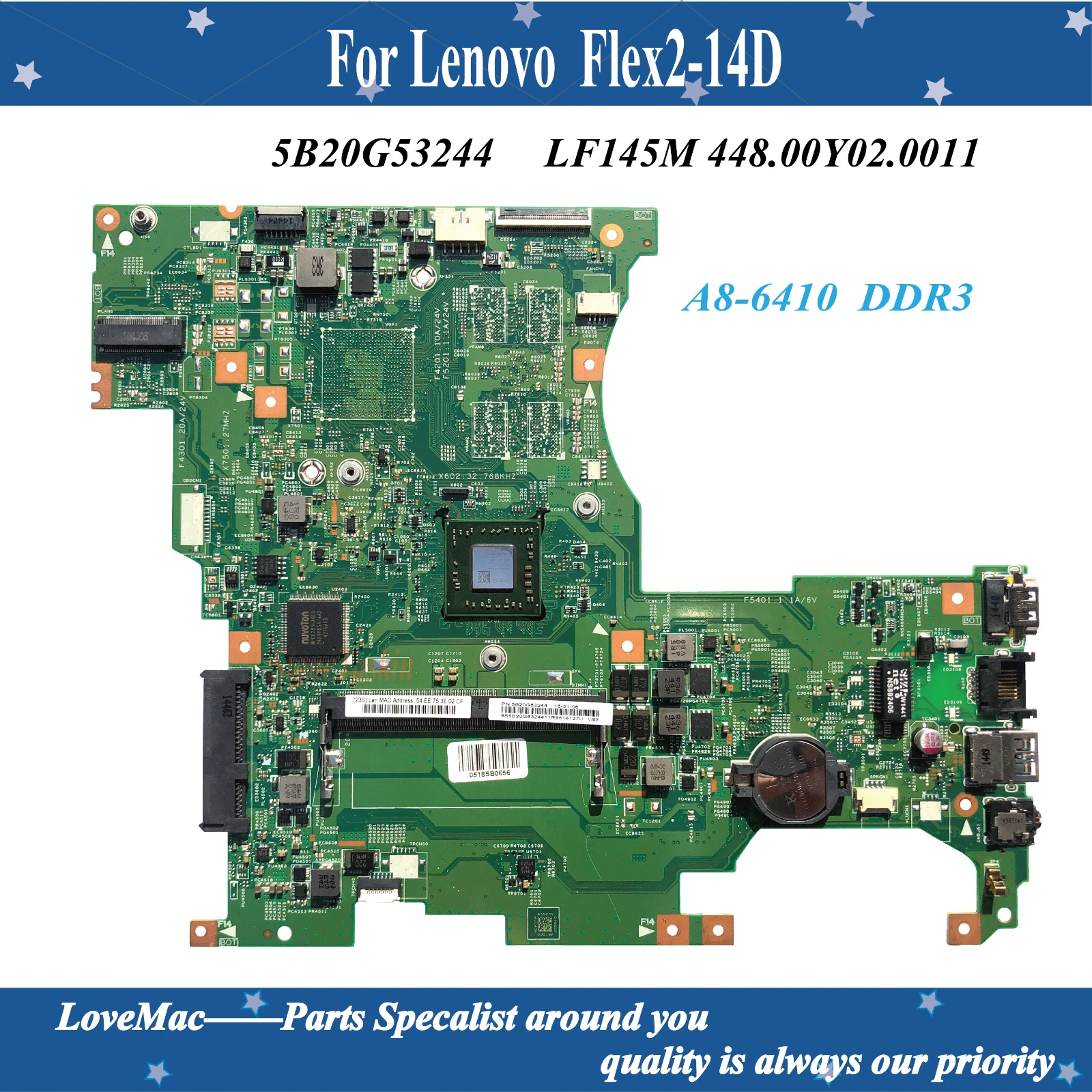 Высокое качество FRU 5B20G53244 для Lenovo Flex2-14D материнская плата ноутбука LF145M 448.00Y02.0011