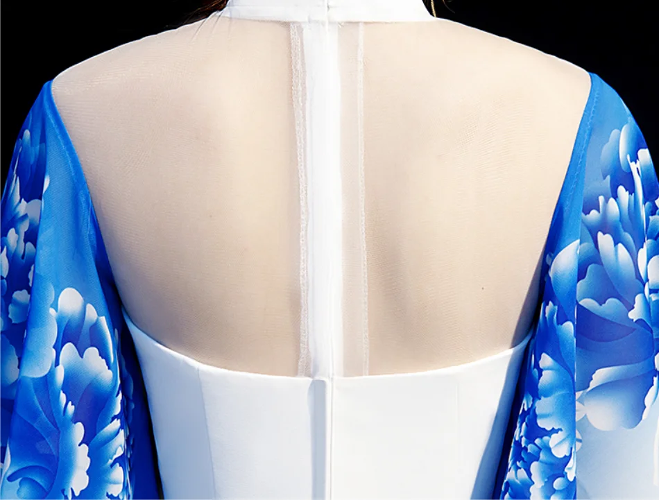 Китайский Улучшенный чёнсам Vestidos женский тонкий Qipao элегантный платок длинное вечернее платье guzheng сценические шоу