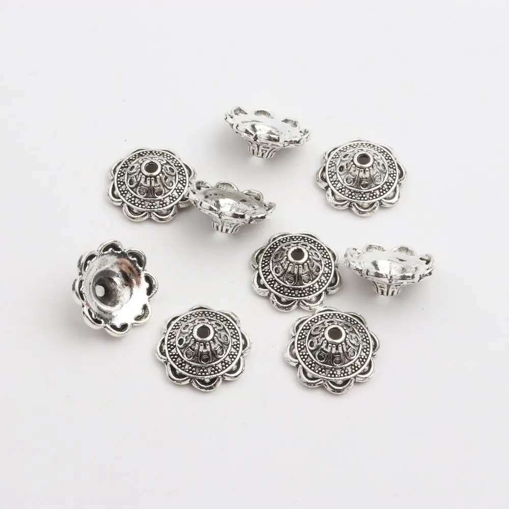 20 stücke 15-18mm Retro Antike Blume Lose Spacer Große Perlen Kappen Für Schmuck Handgemachte Armband Zubehör großhandel Versorgung – Detail 7