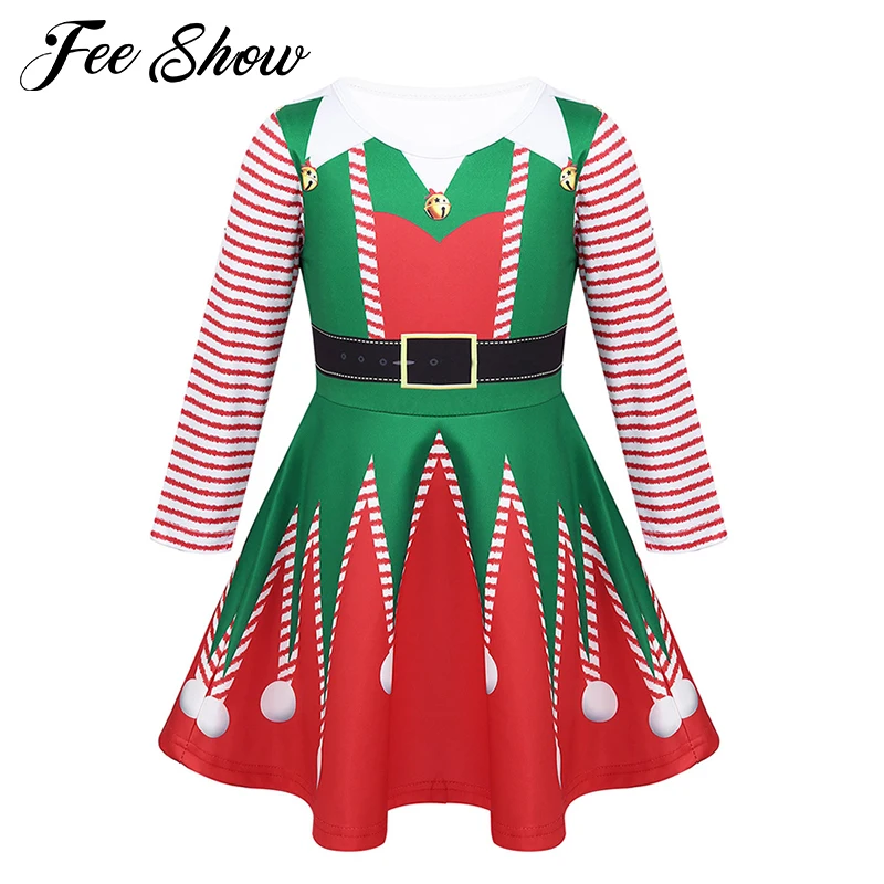 

Christmas Princess Dress for Girl Long Sleeves Printed Party Dresses New Year Girls Carnival Santa Dress Christmas Clothing