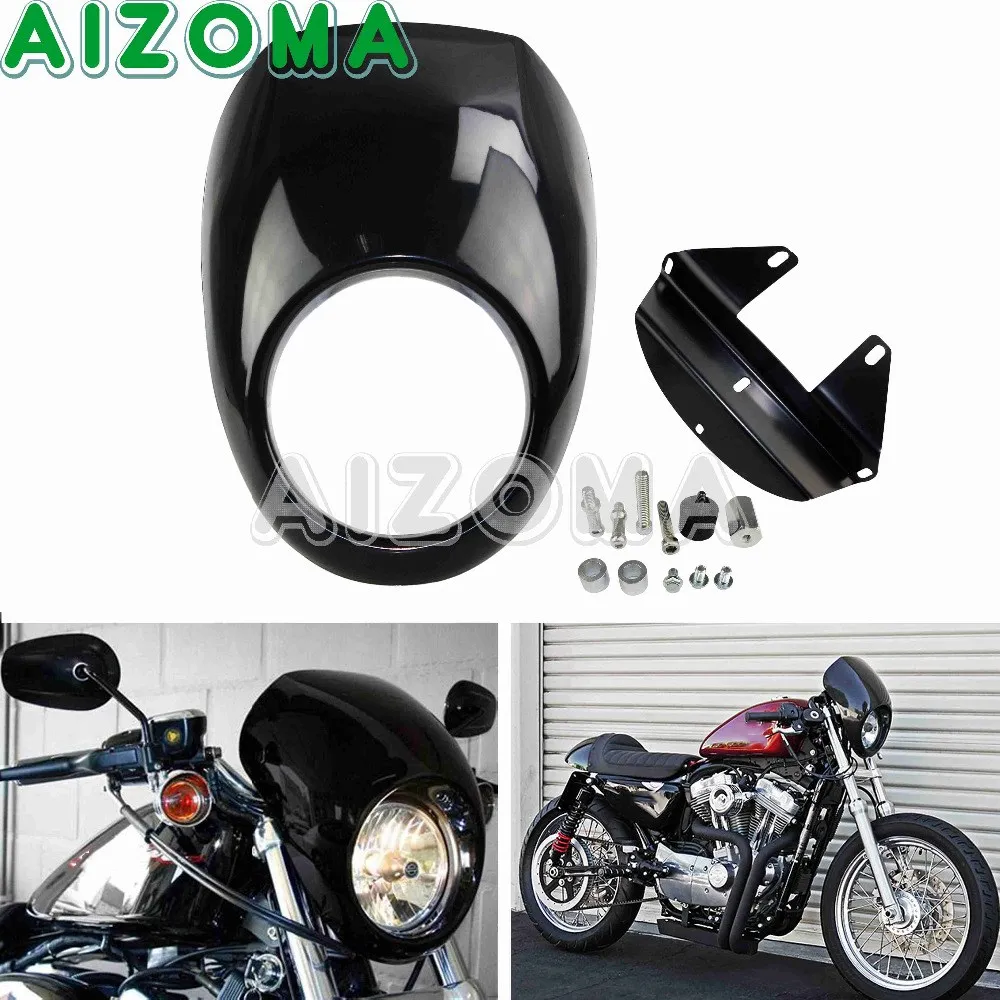 Черный мотоцикл 5 75 &quotфара обтекатель 3/4&quot налобный комплект маска для Harley Sportster