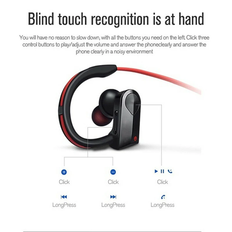 Bluetooth Earphone Earloop Earbuds Stereo Bluetooth Headset Wireless Sport Earpiece Handsfree With Mic For xiaomi All SmartPhone
