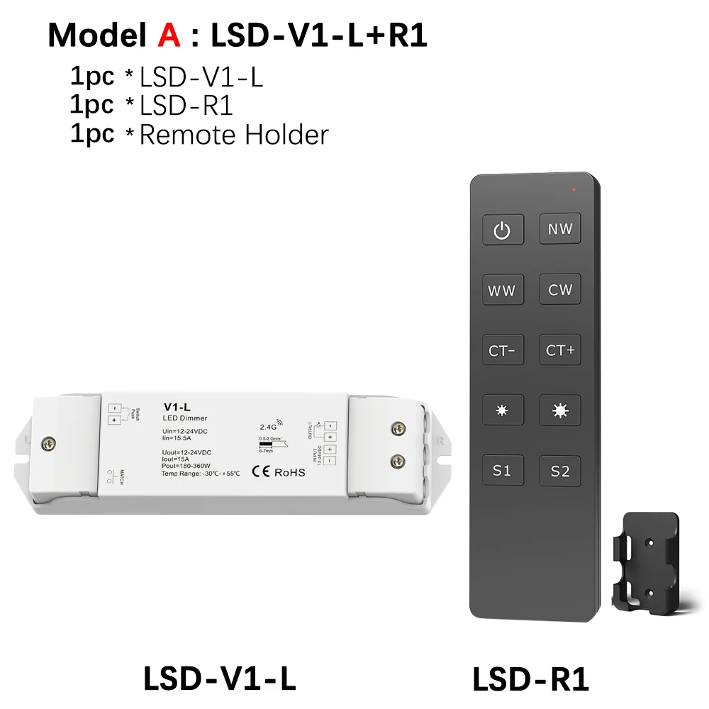Model A Светодиодный диммер переключатель 12V 24V 15A PWM 2,4 г светодиодный сенсорный RF Беспроводной дистанционный умный Wi-Fi диммер контроллер для одного Цвет Светодиодные ленты - Цвет: Model A