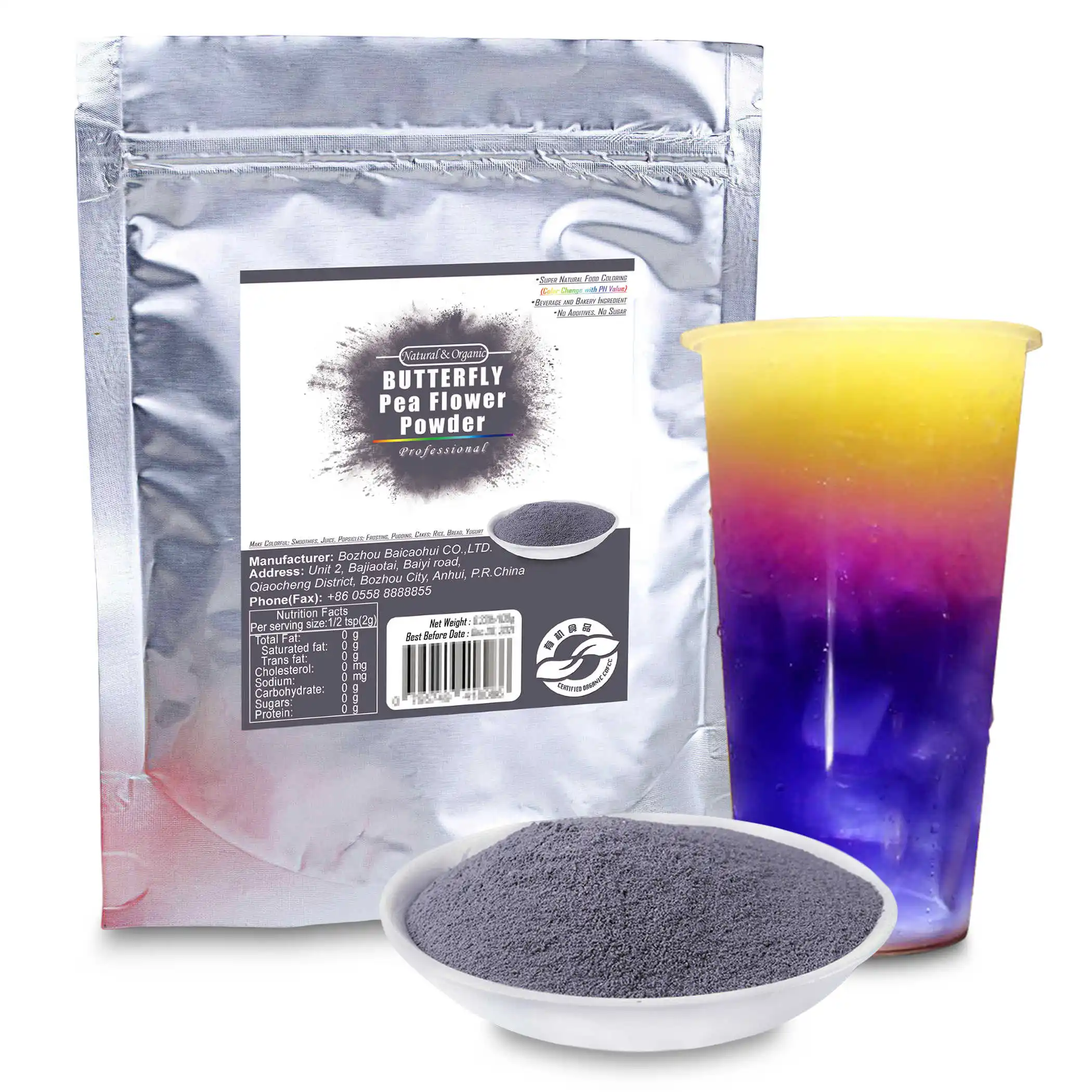 Natural Blue Butterfly Pea Flower Powder Thai Drink Pure Dried Organic Herbs Coloring for Cookie Food &amp Beverage |
