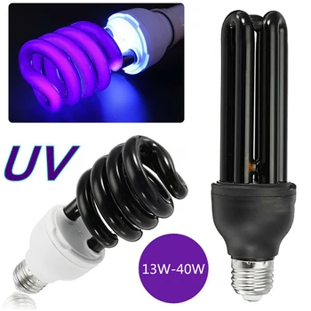 

E27 15-40W UV Light Bulb 220V UV Ultraviolet Fluorescent Light Bulb Spiral Enegy Saving Black Light 2U 3U Violet Lamps Lighting