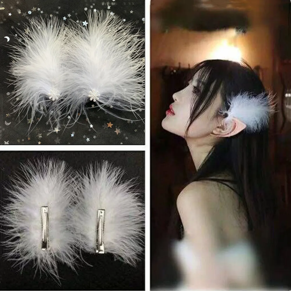 

2pcs Fairy White Feather Hair Clip Headdress Wedding for women girls Daily Personality Sweet Feather Barrettes Hair Accessories