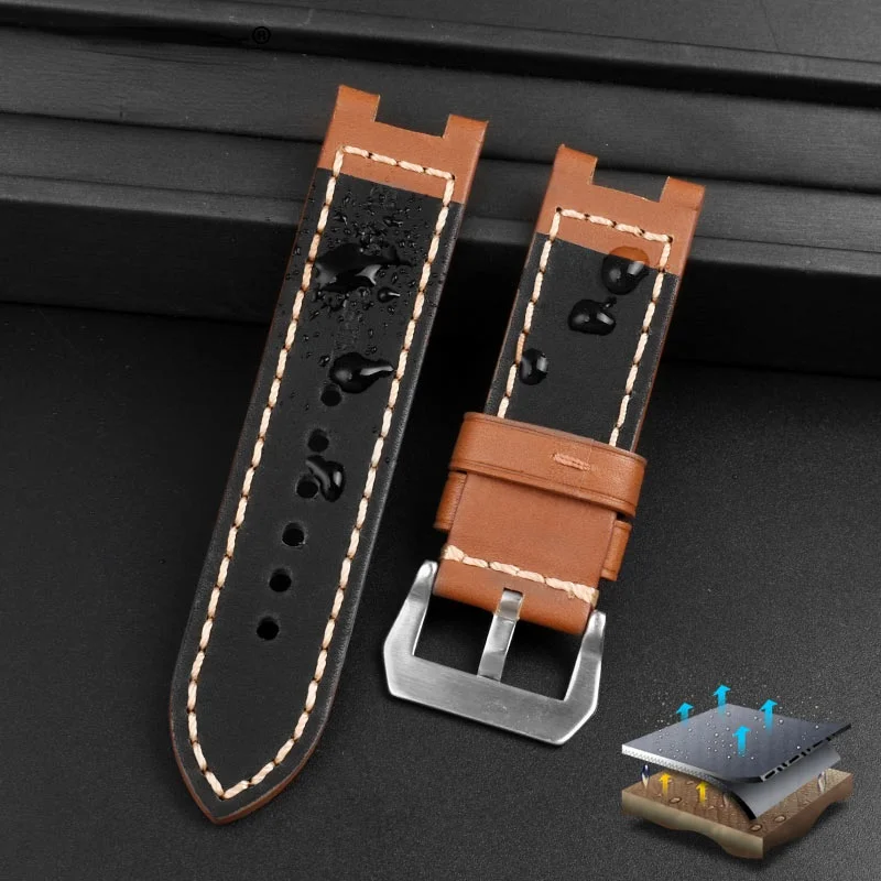 Matte leather watch strap for casio GST-W120L/W130L//S120/S100/S110  26mm  concave interface