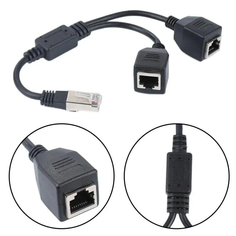 1 Male To 2 Female 2 Ways Rj45 Ports Network Splitter