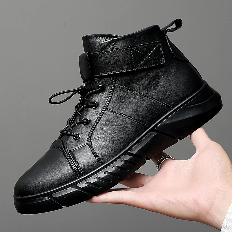 

Autumn Winter Tide Shoes Men's High Korean Version Of The Trend Shoes Plus Velvet Cotton Shoes Men High Top Sneakers
