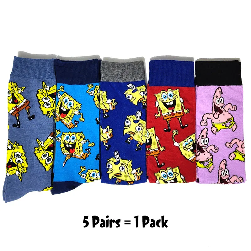 5-Pairs-35 5 пар/упак. с кроликом из мультфильма детские носки Повседневное в стиле «хип-хоп» творческий мягкие удобные Смешные новинки Для мужчин, хлопковые носки, Calcetines Hombre смешной - Цвет: 5-Pairs-35