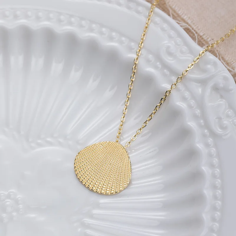 golden shell necklace woman 100% 925 Sterling silver nacklace Jewelry Clavicle chain pendant charms chocker gift for women