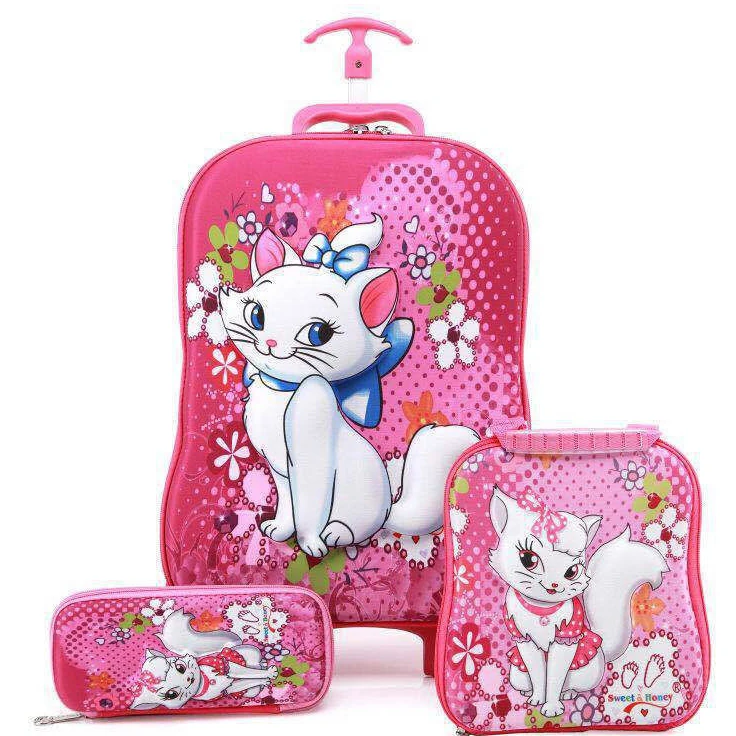 Children 3D Suitcase Child Bag Girl Stair Pull Box Roller Multicolor Suitcase School Backpack with Wheel Trolley Case 5 Colors - Цвет: 2
