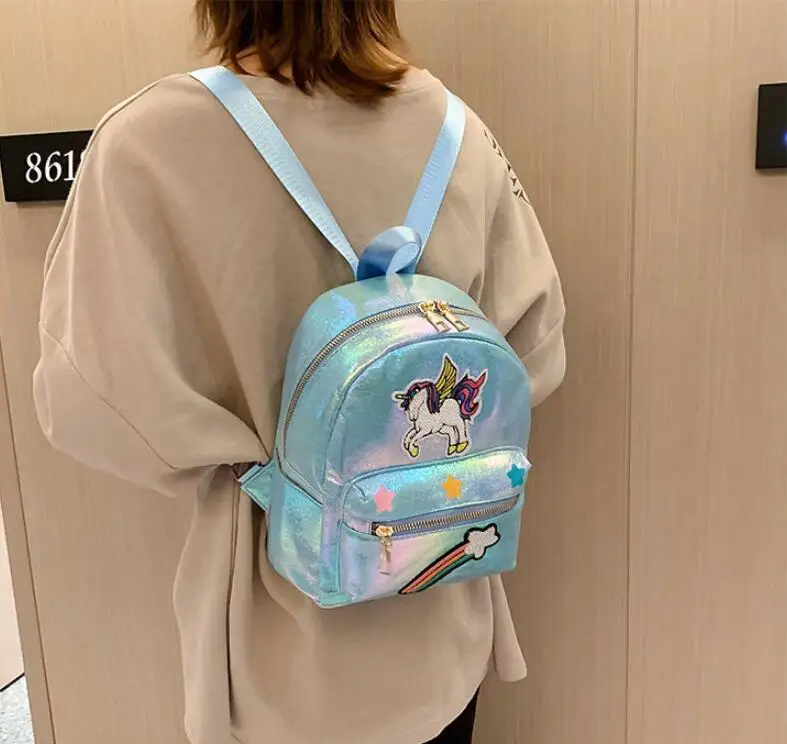 High Quality Women Sequins Unicorn Backpacks Teenage Girls Travel Bags Portable Party Mini School Bags Shoulder Bag for Lady