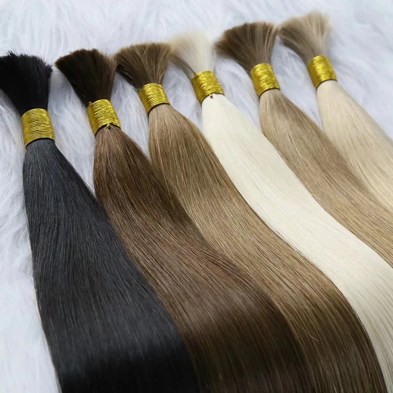 Raw Chinese Virgin Straight 100% Human Braiding Hair Bulk Machine Made #613 #4 #27 No Weft Remy Human Hair Bulk Natural