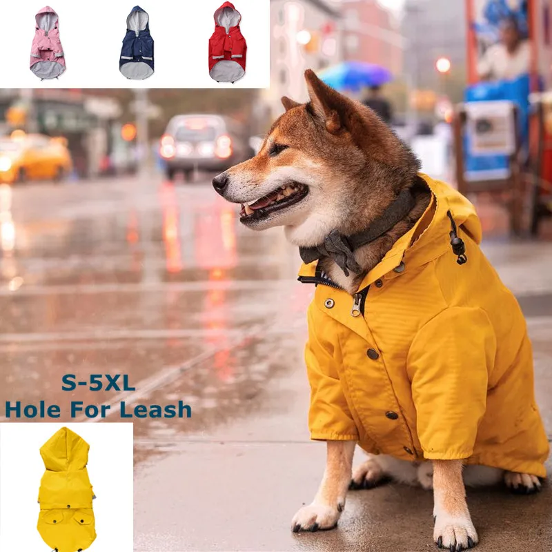Dog Waterproof Raincoat Pet Jacket Bulldog Windbreaker Poodle Pu