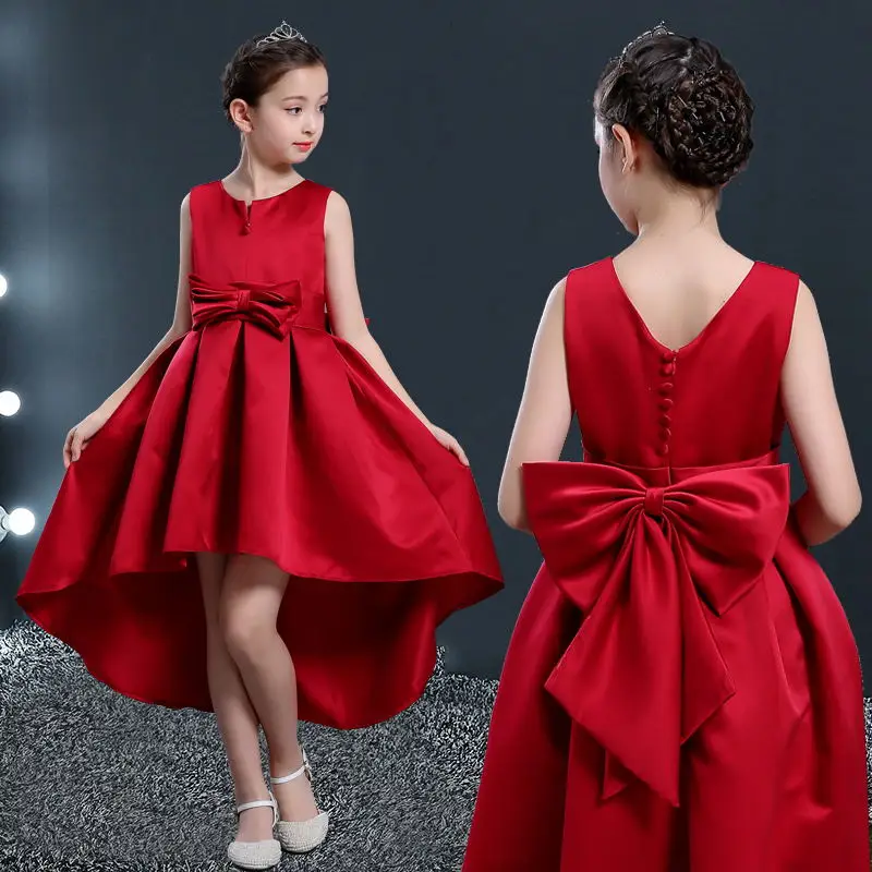 Платья для девочек с цветами свадеб красное платье большим бантом и бабочкой