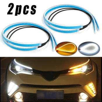 

Car LED Headlight Strip 2Pcs Flexible Turn Signal DRL Non-flammable DC 12V