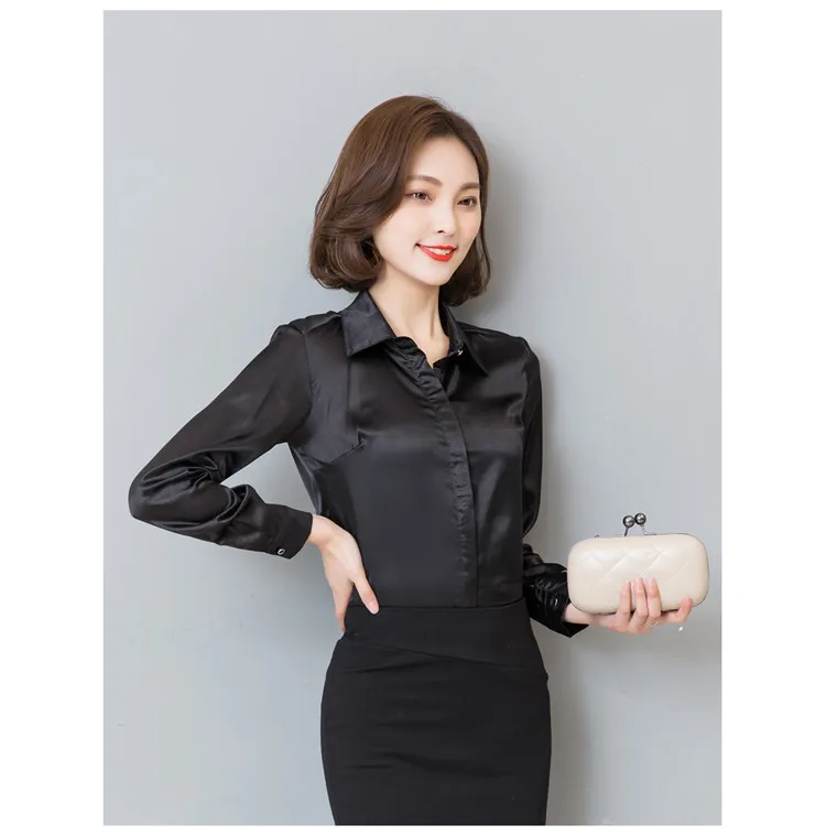 Корейская мода шелковые женские рубашки атласные осенние розовые женские блузки плюс размер XXXL женские топы и женская блузка Elegante