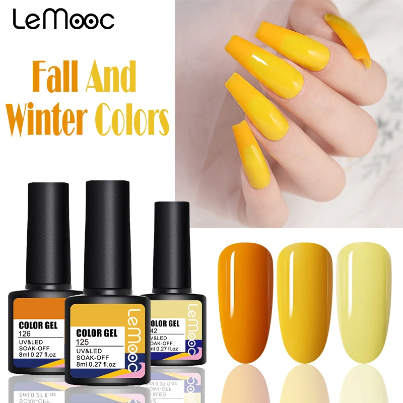 

LEMOOC Gel Nail Polish Fall And Winter Colors Bright Lacquers Autumn UV LED Soak Off Hybrid Gel Nail Set Manicures Varnishes