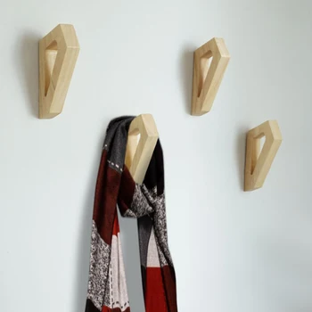 

3 pcs Simple modern solid wood hook log coat hook wall hook through empty coat hook wall hanging wood products