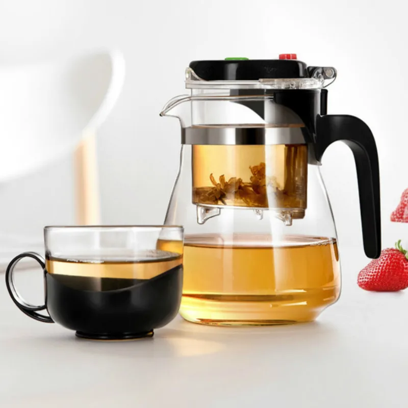 Glass Tea Pot With Cup Chinese Kung Fu Teapot Puer Kettle Convenient Office Infuser Filter Heat Resistant Sets | Дом и сад