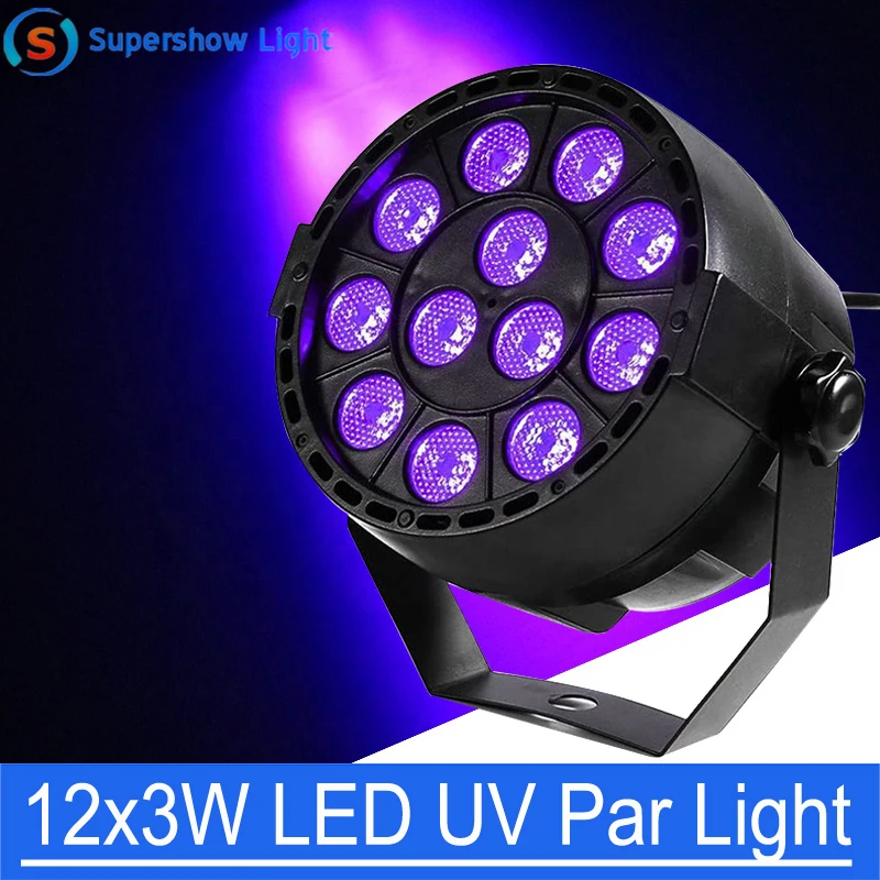 Фиолетовый цвет 12 светодиодов Par сценический светильник 36 Вт DMX 512 UV светодиодный
