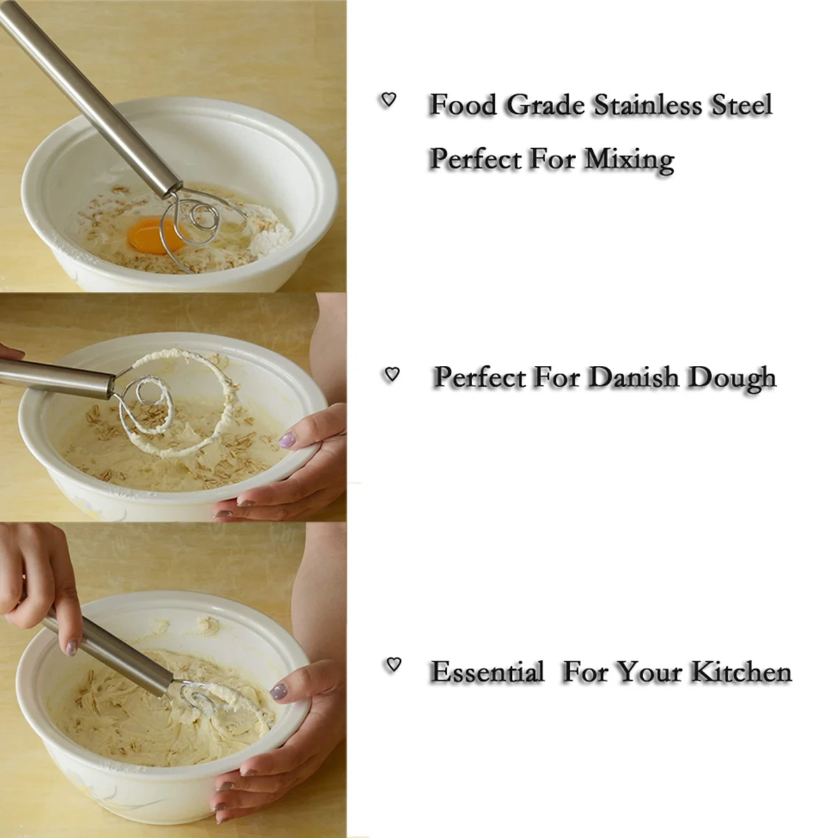 Stainless Steel Flour Mixer Multifunctional Wire Ring Stirrer Baking Tool for Egg Jam Milk Shake Complementary Food