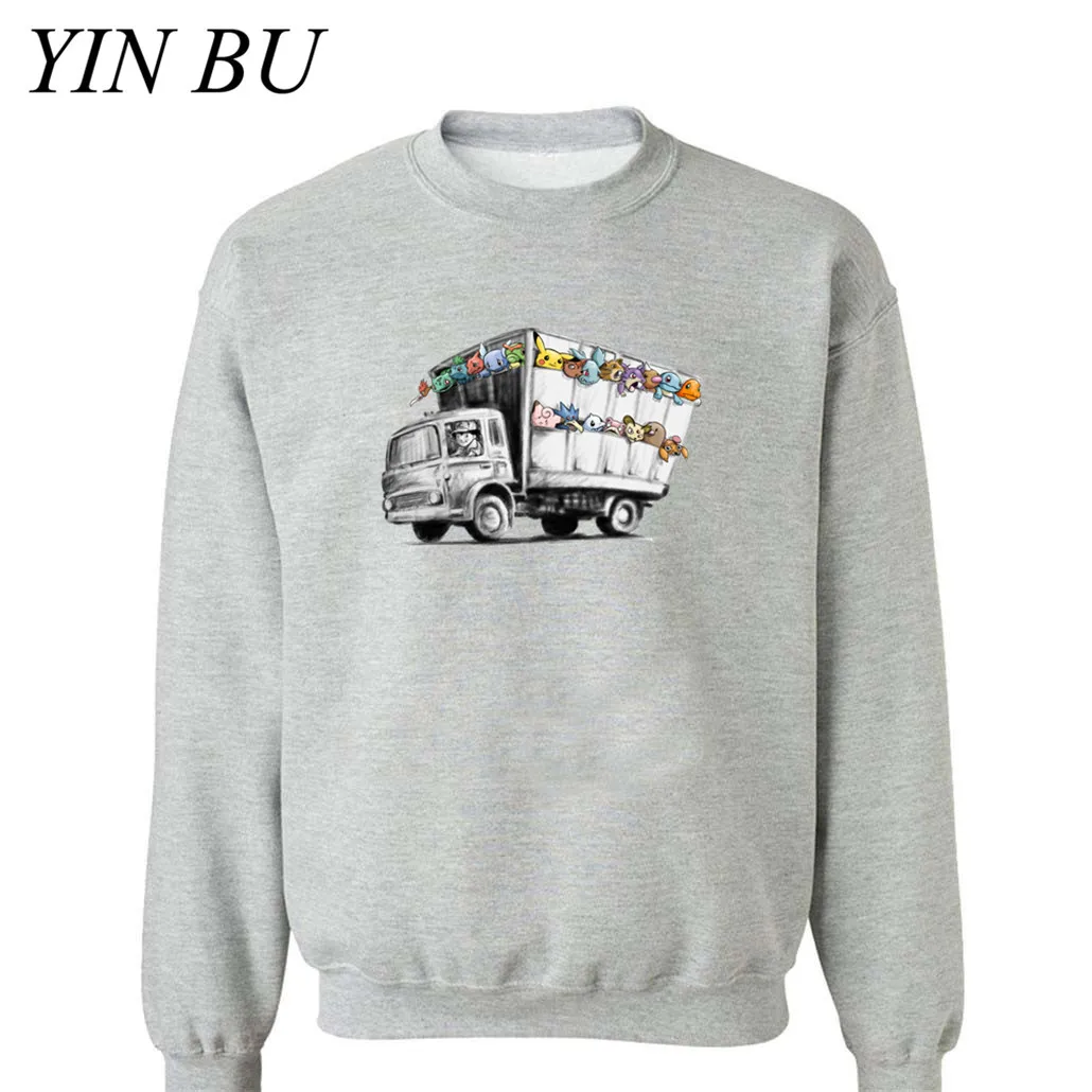 Banksy Truck Featuring Pokemon Pikachu Charzard Squirtle Eevee толстовки мужские толстовки Мужские Женские Camisetas Hombre Забавный Топ