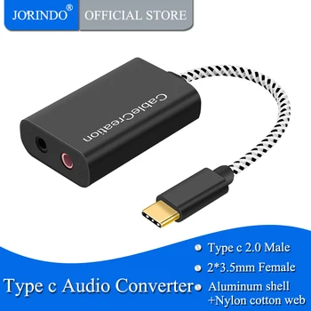 

USB-C Audio Adapter, JORINDO Type C External Stereo Sound Card with Headphone and Microphone Jack Compatible Windows, Mac