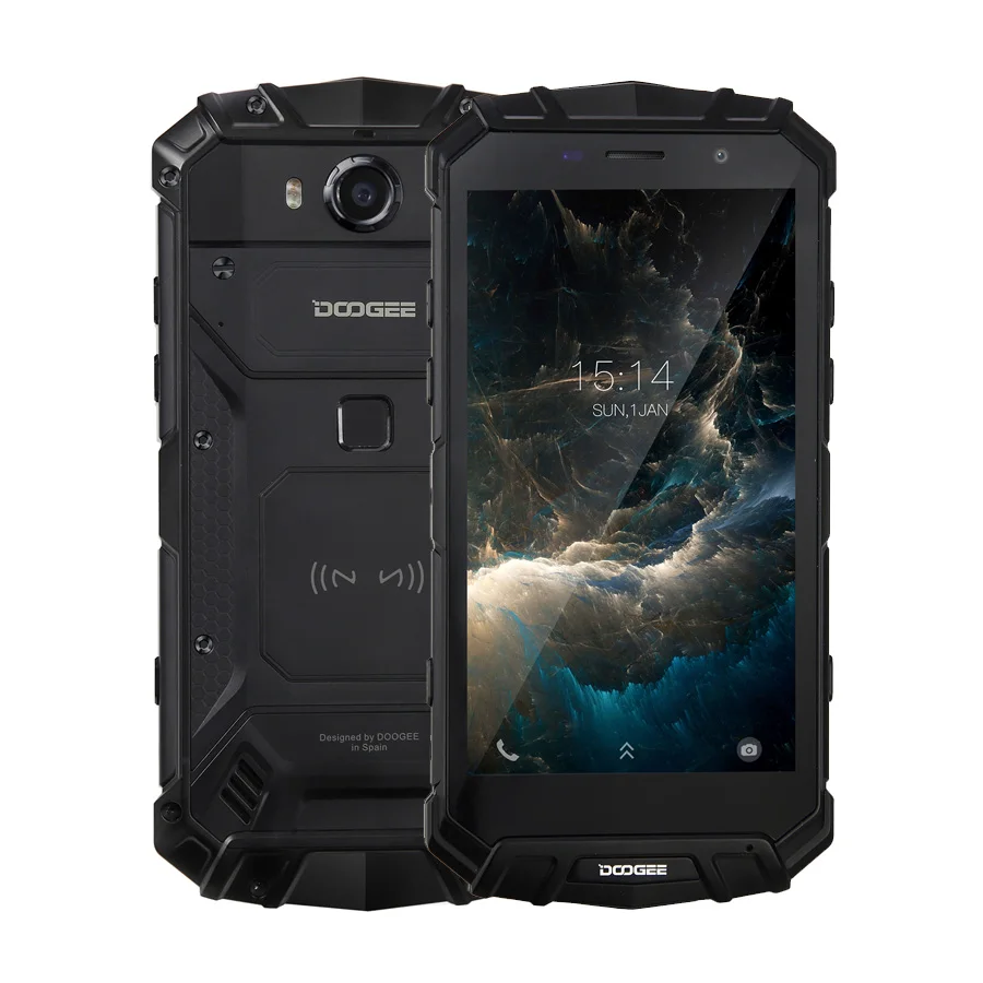 DOOGEE S60 Lite IP68 Water 5580mAh Wireless Charge 12V2A Quick Charge 5.2'' FHD MT6750T Octa Core 4GB 32GB Smartphone 16.0MP Cam - Color: Black