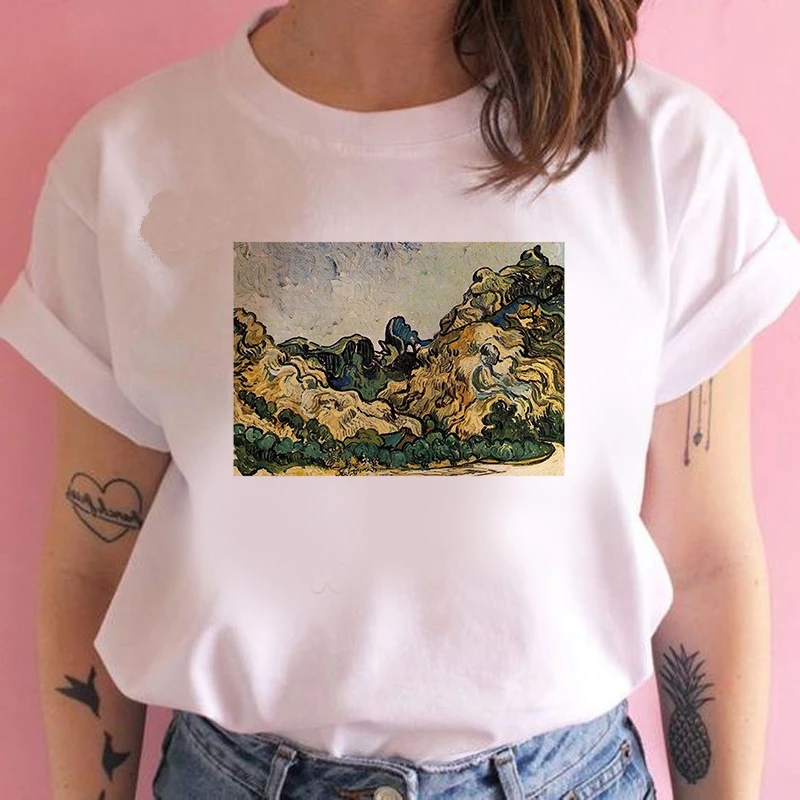 Fashion Women T Shirt Harajuku Van Gogh's paintings Tshirt 90s Painting Ulzzang Casual Tops Tees T-shirt Female Clothes