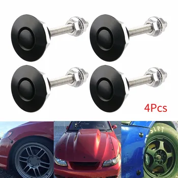 

4X Push Button Quick Release Car Hood Bonnet Latch Pin Lock Bumper Clip Black airride eibach accuair ta technix #R30