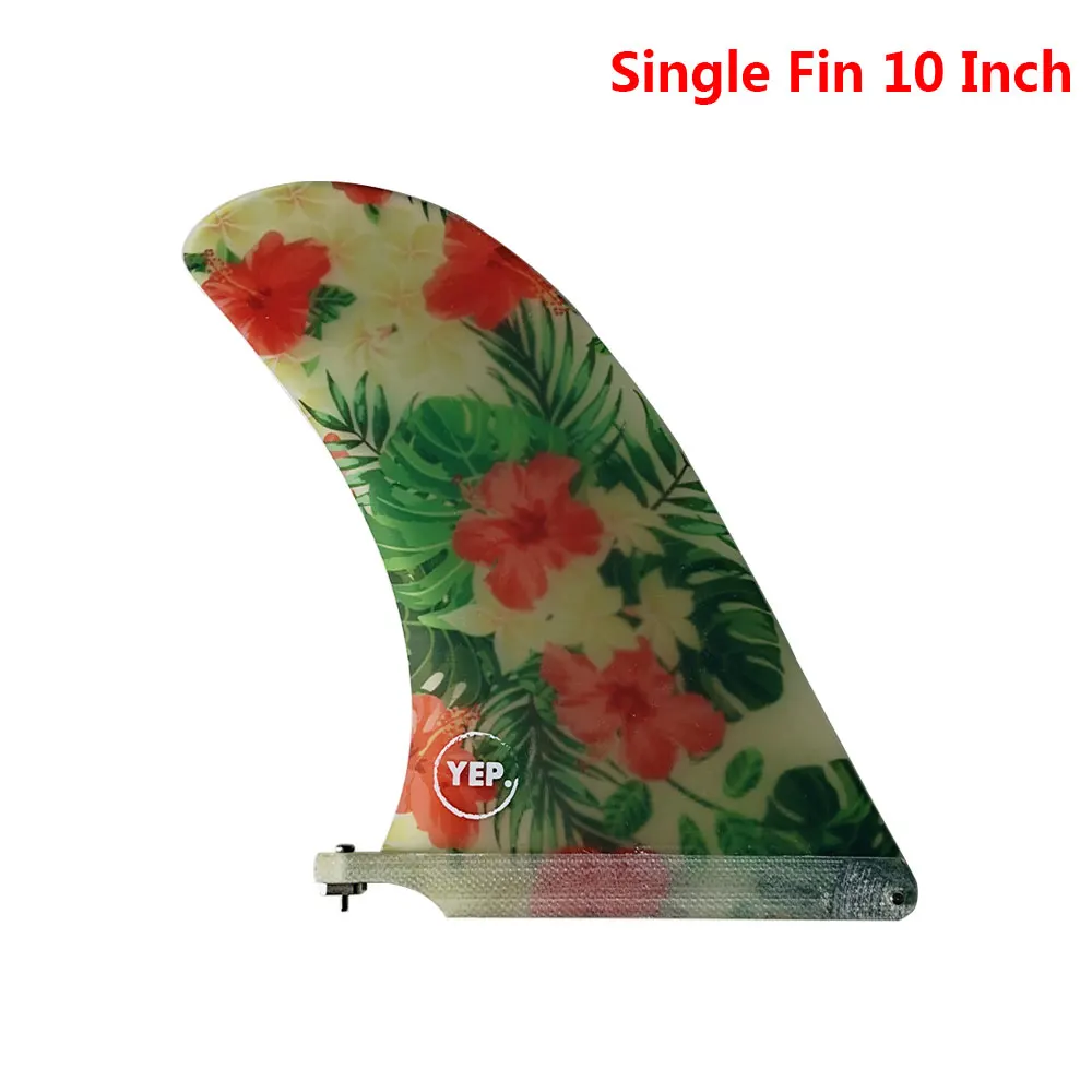 UPSURF Single Fin Fiberglass 10 inch  Surf Fin Surfboard Fin Polished flower pattern 10 inch Longboard Fin