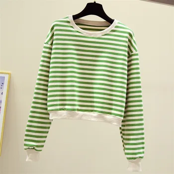 

New Loose Lazy Striped Casual Wild Long Sleeve Sweatshirt