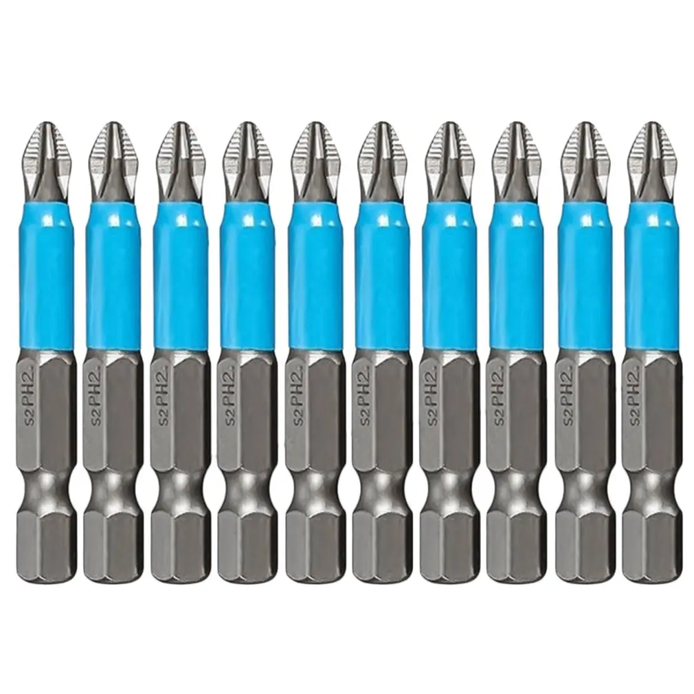 10PCS/SET 50MM Anti Slip Electric Hex Shank Magnetic 50mm PH2 Phillips Cross Head Screwdriver Bits Hand Tools | Инструменты