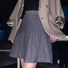Женская трикотажная юбка осень зима Уайлд Высокая талия мини юбка женская новая трикотажная шикарная Корейская трапециевидная плиссированная юбка ML313