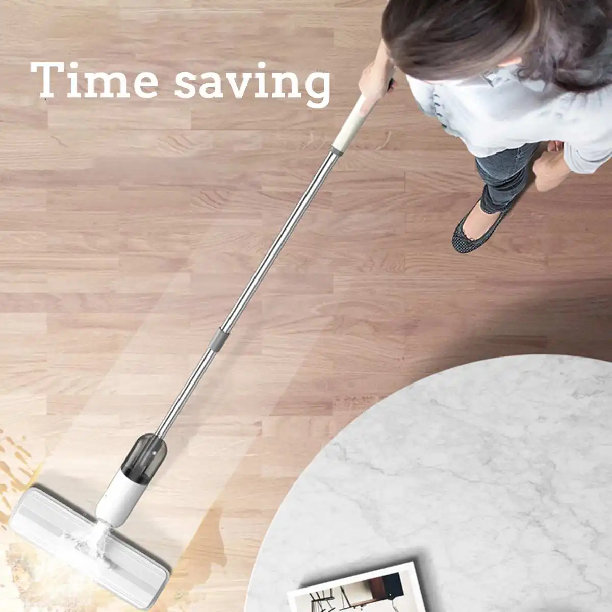 Spray Floor Mop with Reusable Microfiber Pads 360 Rotated Handle Mop for Home Kitchen Laminate Wood Ceramic Tiles Floor Cleaning