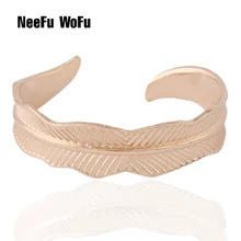 NeeFu WoFu Big leaves Bracelets Open silver Bracelet wire bangles for women Fashion luxury Jewelry collection