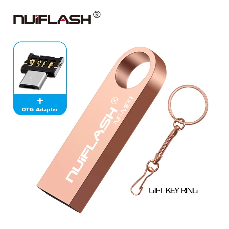 Бесплатный адаптер OTG type c, крутой USB флеш-накопитель, 8 ГБ/16 ГБ/32 ГБ/64 ГБ, флеш-накопитель, флешка, флеш-диск USB 2,0, карта памяти, usb-диск - Цвет: rose gold-otg