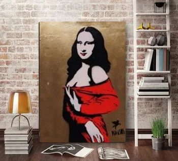 

hand painted graffiti popular art Mona Lisa oil painting Wall art pictures painted for bedroom Home Decor