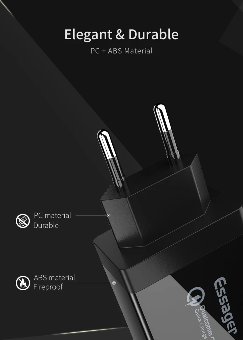 Зарядное устройство Essager Quick Charge 3,0 USB 30 Вт QC3.0 QC Turbo Быстрая зарядка мультирозеточный мобильный телефон зарядное устройство для iPhone samsung Xiaomi
