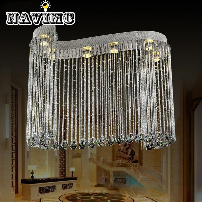 

Modern S-type LED Curtain Simple Crystal Chandelier Stainless Steel for Hotel Villa Decoration