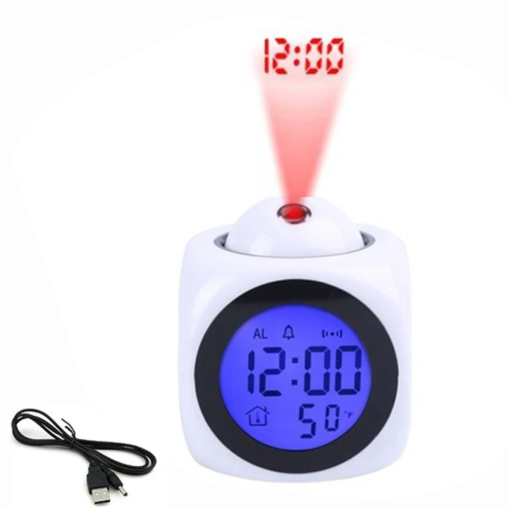 Многофункциональные Проекционные цифровые часы Led красочная подсветка электронный будильник голосовой отчет с термометром Повтор