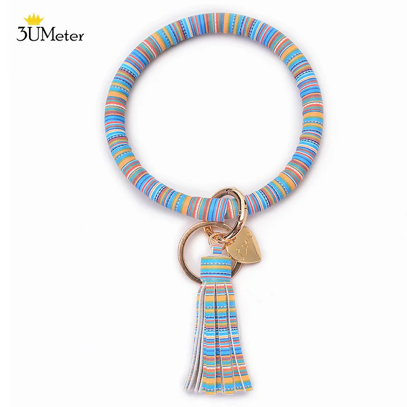 3UMeter Новая мода браслет цепочка для ключей брелок-браслет из искусственной кожи O/круглый ключ цепь браслет с кисточками для Для женщин и девочек - Цвет: Key ring-16