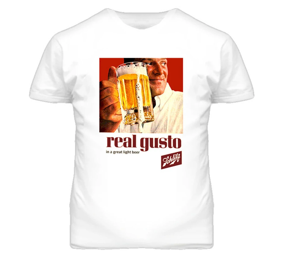 Винтажная Футболка Schlitz Beer Ad Real Gusto больше размеров и цветов футболка | Мужская
