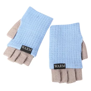 

Gloves Women Solid color Outdoor Multi-function Half Finger Patchwork Winter Gloves Soft Warm Mitten Gloves Guantes 8W5