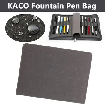 

Hot KACO Pen Pouch Pencil Case Bag Available for 10 Fountain Pen / Rollerball Pen Holder Storage Bag Gray Color Waterproof