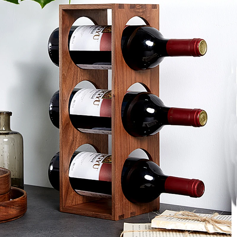 Tijdig olie Op te slaan Klassieke zwarte walnoot houten wijnrek Eenvoudige desktop storage houten  wijn houder Kwaliteit leven decoratie|Wijnrekken| - AliExpress