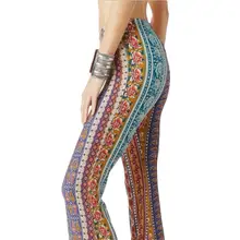 

Wide Leg Long Women Bottom Loose Pants Boho Flower Print Gypsy Bell Yoga Flared Pants