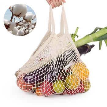 

Ecological Cotton Mesh shopping Bag Reusable Produce Fruit Vegetable Storage Net Bags Grocery Tote